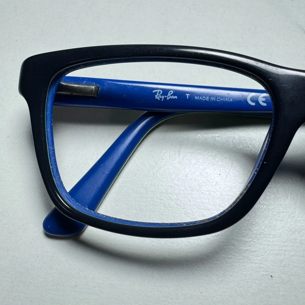 Ray-Ban Junior RB 1536 3600 Black Blue Rectangular Eyeglasses Frames 48-16-130